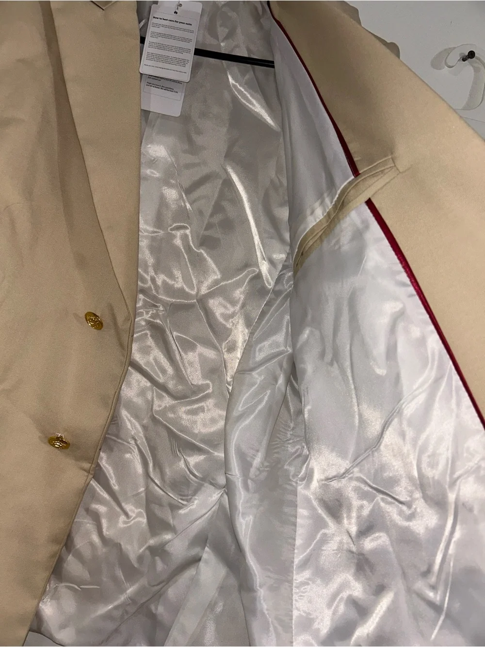 Men's Double-Breasted Cream Suit with Gold Buttons